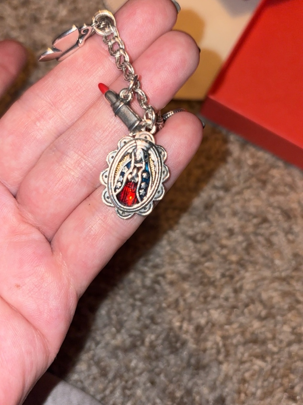 James Avery Silver Charm Bracelet with Red Enamel Accents - Picture 8 of 9